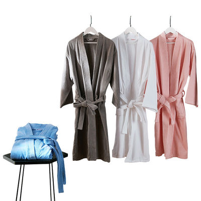 Classical Cotton Terry Bathrobe Breathable With Fleece Fabric Long Sleeve