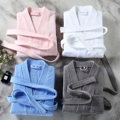 Unisex Cotton Terry Bathrobe Soft With Pure Colour Pattern Durable Stitching Materials