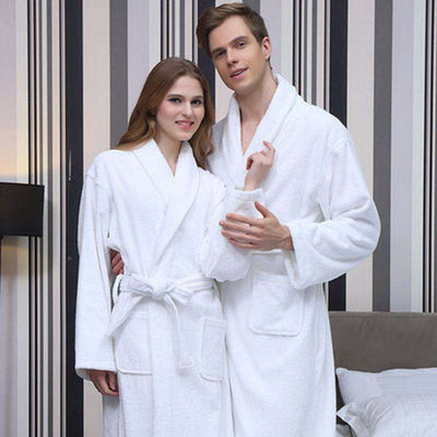 Custom Soft Terry Towelling Dressing Gown 100% Cotton With Solid Pattern