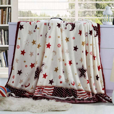 Thin 100% Polyester Fleece Blanket Anti Pilling Textile With Printing Pattern