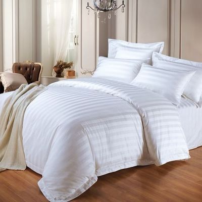 Comfortable Hotel Bedding Linen 3cm Stripe 100% Cotton Bed Sheet Bedding Set