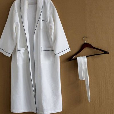 100% Cotton Waffle Women Bath Robe Terry Bathrobe Comfortable 125cm Long With Hood