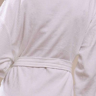 100% Cotton Waffle Women Bath Robe Terry Bathrobe Comfortable 125cm Long With Hood