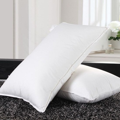 Plain Style Hotel Pillows with Double Needle Stitching and Machine Washable Care Instructions