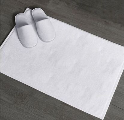 Hotel Grade White Cotton Absorbent Bath Mat - Machine Washable Quick Dry Bathroom Shower Floor Mat for Home & Commercial Use