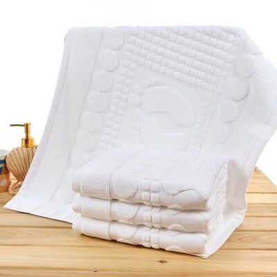 Hotel Grade White Cotton Absorbent Bath Mat - Machine Washable Quick Dry Bathroom Shower Floor Mat for Home & Commercial Use