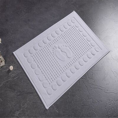 Hotel Grade White Cotton Absorbent Bath Mat - Machine Washable Quick Dry Bathroom Shower Floor Mat for Home & Commercial Use