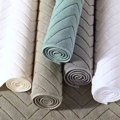 Hotel Grade White Cotton Absorbent Bath Mat - Machine Washable Quick Dry Bathroom Shower Floor Mat for Home & Commercial Use