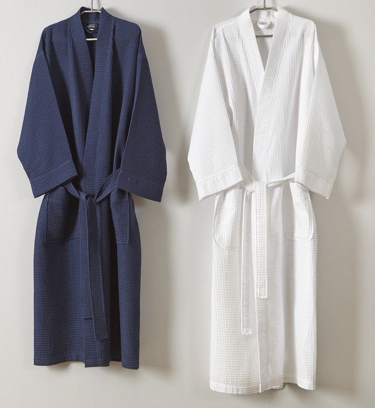 100% Cotton Waffle Women Bath Robe Terry Bathrobe Comfortable 125cm Long With Hood