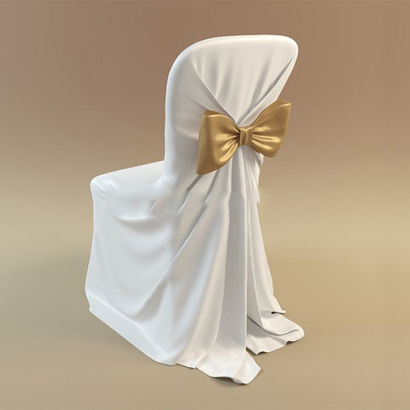 Knot White Stretch Banquet Chair Covers Stain Resistant Customized