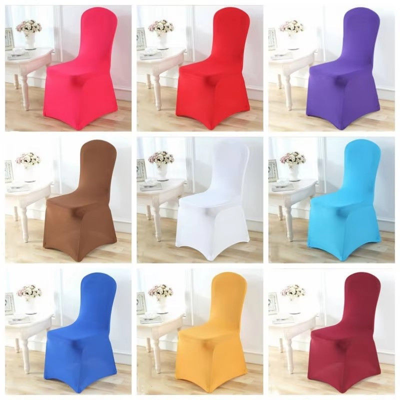 Solid Color Spandex Banquet Chair Caps Stretch Wedding Chair Covers