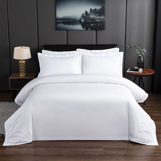 Custom Size Hotel Bed Sheet Breathable White Cotton Bed Sheet